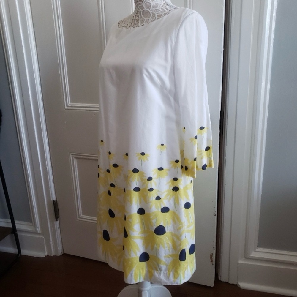 Vintage Lilly Pulitzer Daisy Shift Dress 12 3/4 Sleeves White Sunflowers 🌻 🌼 - Picture 2 of 12